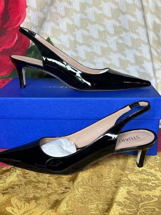 Stuart Weitzman Shoes - STUART WEITZMAN Stuart 50 Slingback pump Black/Patent Leather